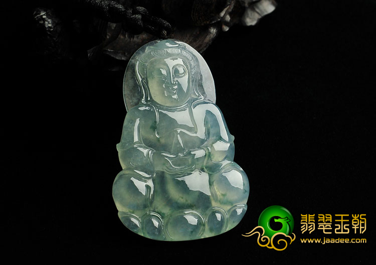 冰种飘花缅甸翡翠A货观音挂件
