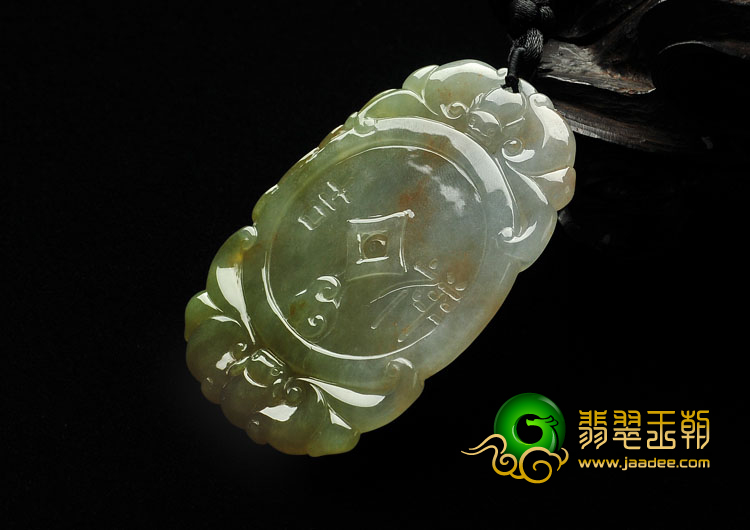 冰种褐黄翡缅甸翡翠A货平安牌挂件
