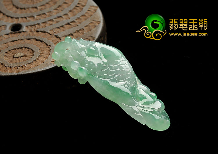 冰种飘翠缅甸翡翠A货年年有余挂件