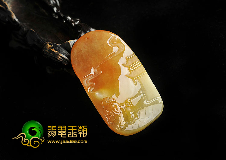 糯冰种红黄翡缅甸翡翠A货老子执教挂件