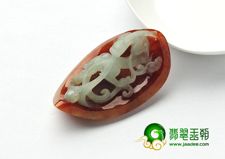 糯冰种晴水褐红翡缅甸翡翠A货螭龙挂件