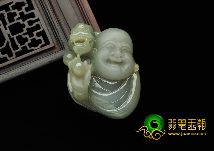 糯冰种晴水缅甸翡翠A货佛头挂件