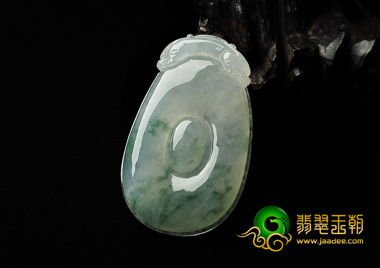 冰种飘花缅甸翡翠A货福在眼前挂件