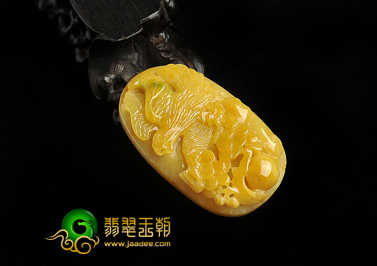 糯冰种黄翡缅甸翡翠A货大展宏图挂件