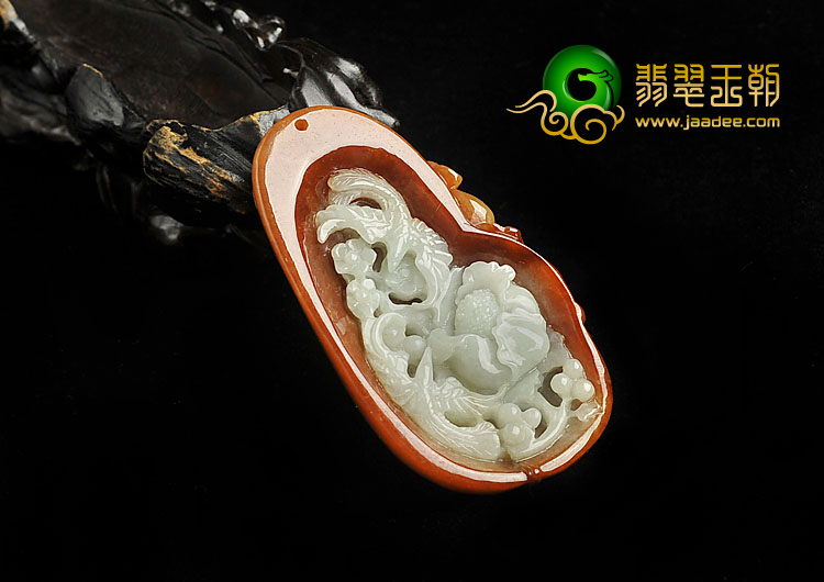 糯冰种红翡缅甸翡翠A货花开富贵挂件