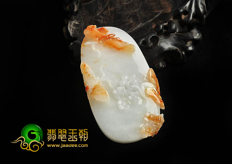 糯冰种略带红黄翡缅甸翡翠A货蝶恋花挂件