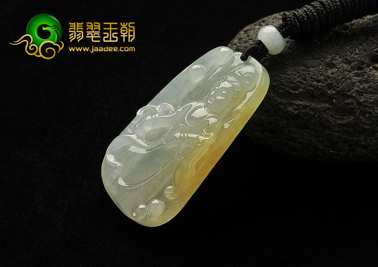 冰种晴水黄翡缅甸翡翠A货站观音挂件