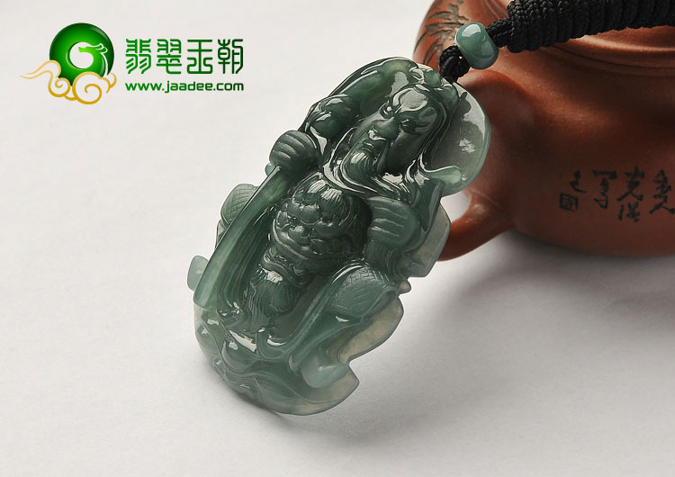 冰种晴水缅甸翡翠A货关公挂件