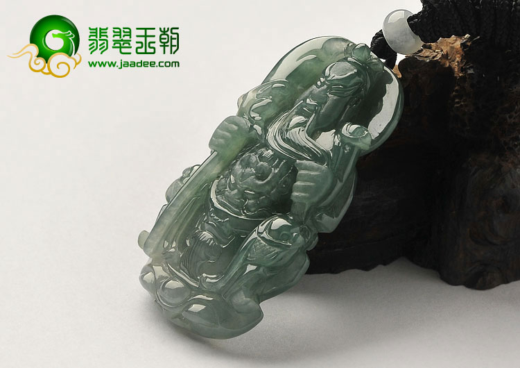 冰种晴水缅甸翡翠A货关公挂件