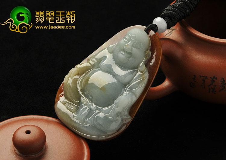 糯冰种晴水褐红黄翡缅甸翡翠A货玉佛挂件