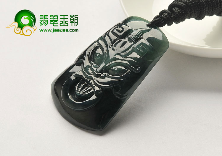 冰种飘花缅甸翡翠A货饕餮挂件