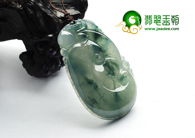 冰种飘花缅甸翡翠A货如意挂件
