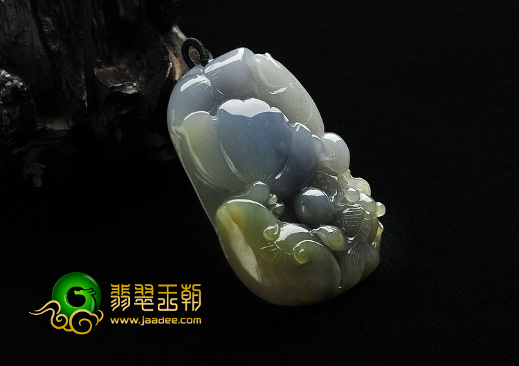 糯冰种紫罗兰褐黄翡缅甸翡翠A货金玉满堂挂件