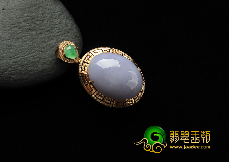 糯冰种紫罗兰缅甸翡翠A货镶玫瑰金胸坠（真钻）