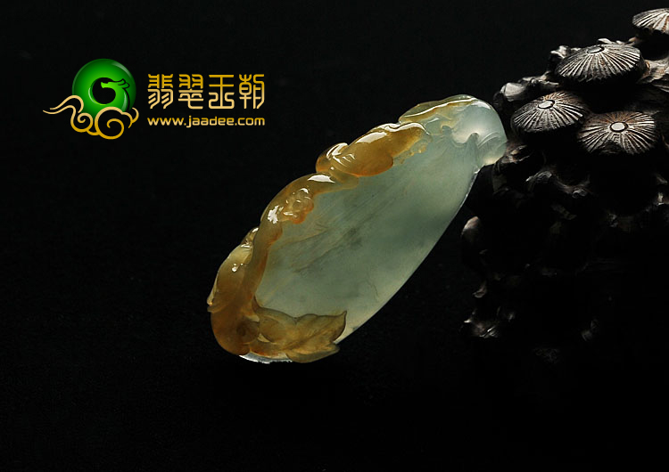 冰种晴水褐黄翡缅甸翡翠A货福瓜挂件