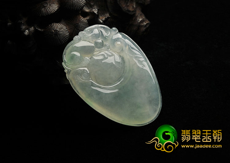冰种飄绿花缅甸翡翠A货福在眼前挂件