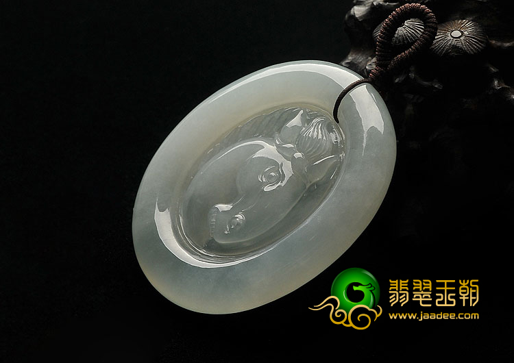 冰种晴水缅甸翡翠A货马到成功挂件