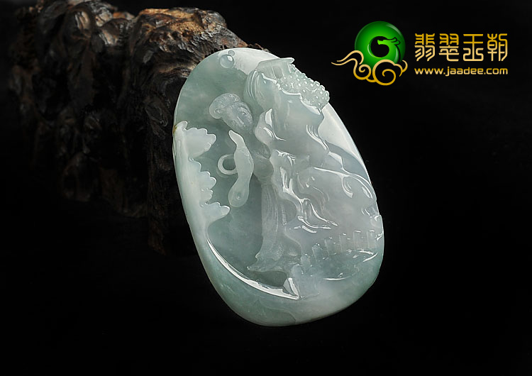 冰种晴水缅甸翡翠A货飞天挂件