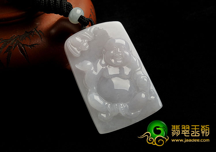 糯冰种淡紫罗兰缅甸翡翠A货纳福挂件