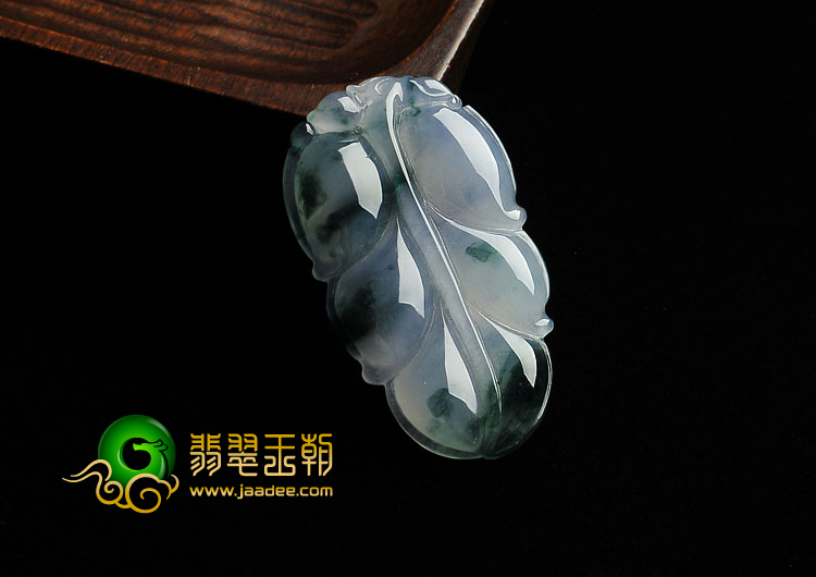 冰种紫罗兰飘花缅甸翡翠A货叶子挂件