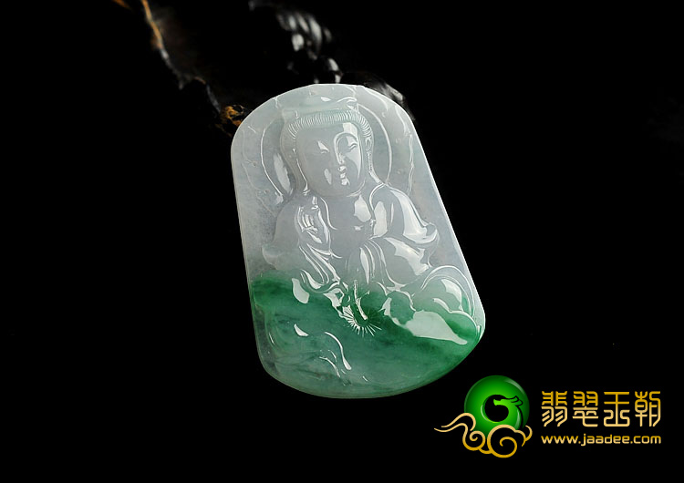 冰种飘翠缅甸翡翠A货观音挂件