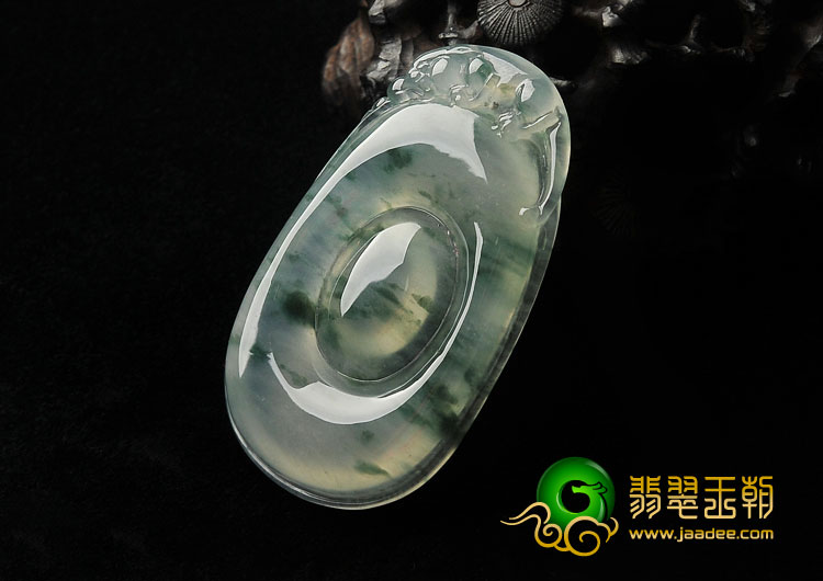 冰玻种飘花缅甸翡翠A货福在眼前挂件