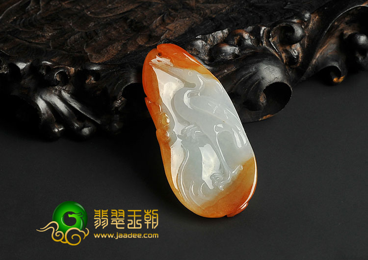 冰种红黄翡缅甸翡翠A货一路连科挂件