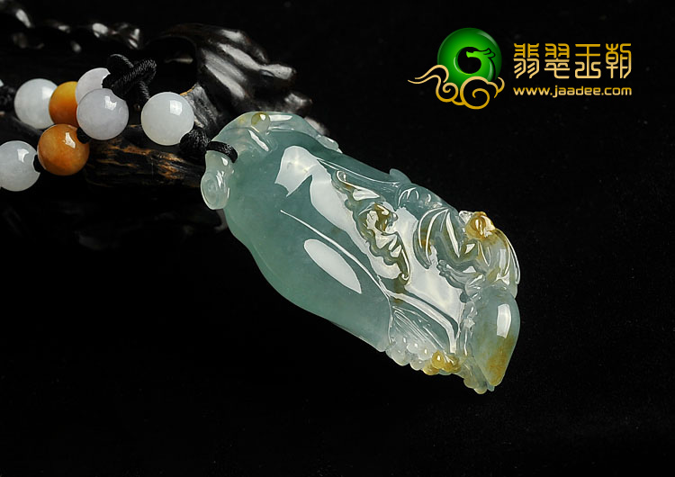 冰种晴水褐黄翡缅甸翡翠A货玉兰花挂件