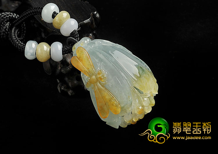 糯冰种晴水黄翡缅甸翡翠A货玉兰花挂件