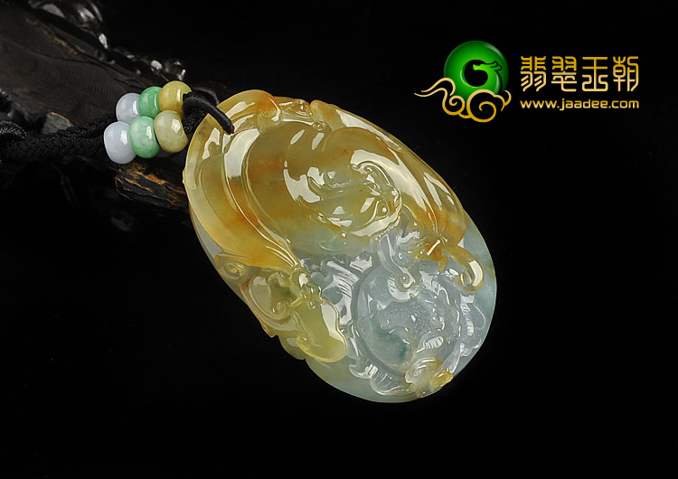 冰种晴水褐黄翡缅甸翡翠A货福从天降挂件