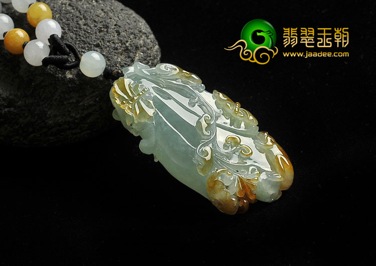 冰种晴水褐黄翡缅甸翡翠A货玉兰花挂件