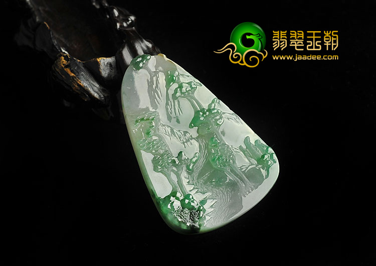 冰种飘翠缅甸翡翠A货深山访友挂件