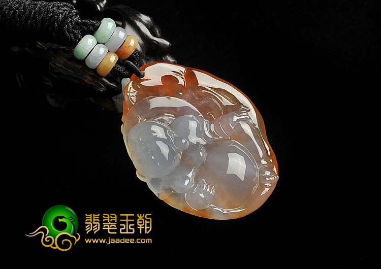 冰种红黄翡缅甸翡翠A货玉佛挂件