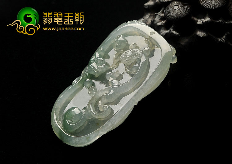 冰种飘花缅甸翡翠A货一夜成龙挂件