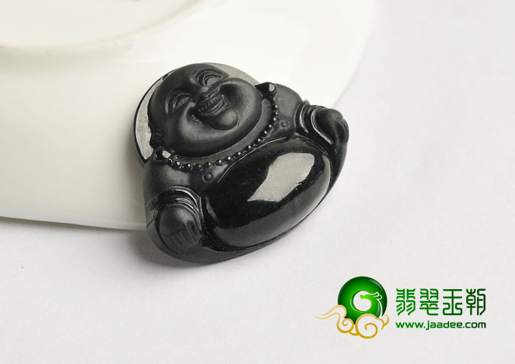 细糯种墨翠缅甸翡翠A货玉佛挂件