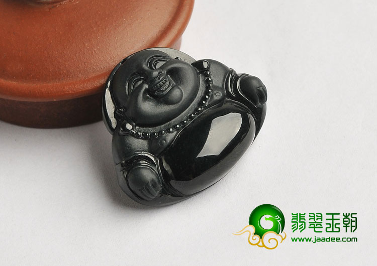 细糯种墨翠缅甸翡翠A货玉佛挂件