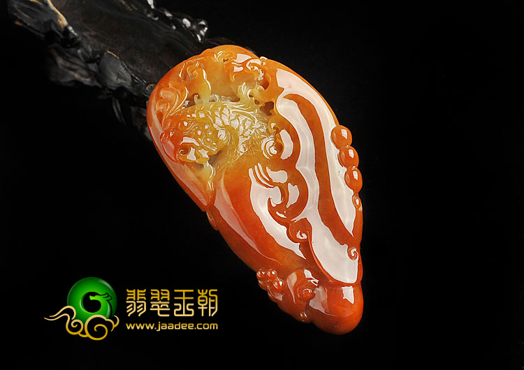 糯冰种红黄翡缅甸翡翠A货鹦鹉挂件