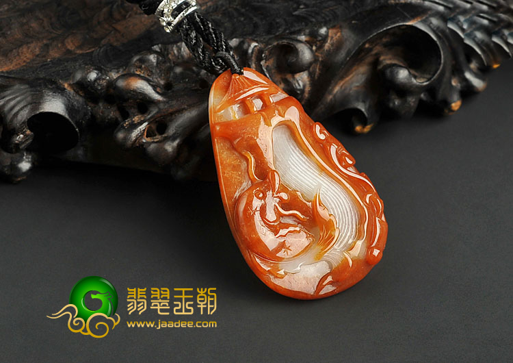 糯冰种红黄翡缅甸翡翠A货鱼跃龙门挂件