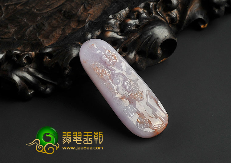 糯冰种紫罗兰飘花缅甸翡翠A货竹梅双喜挂件