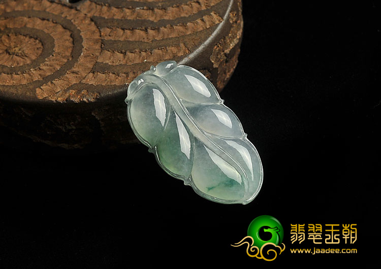 冰种飘花缅甸翡翠A货叶子挂件