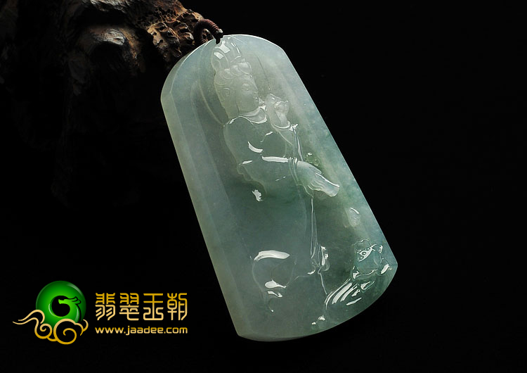 （超值推荐）冰种飘花缅甸翡翠A货站观音挂件