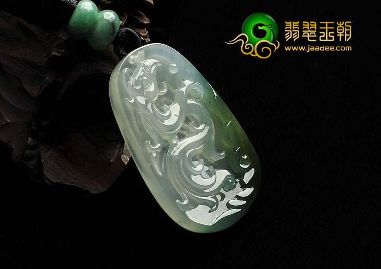 冰种晴水略带黄翡缅甸翡翠A货凤牌挂件