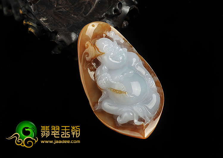 糯冰种褐黄翡缅甸翡翠A货玉佛挂件