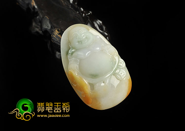 糯冰种三彩缅甸翡翠A货玉佛挂件