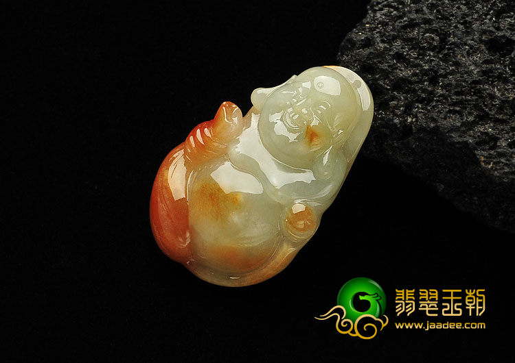 糯冰种红黄翡缅甸翡翠A货布袋佛挂件