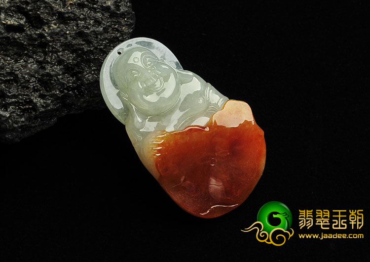 糯冰种晴水红黄翡缅甸翡翠A货玉佛挂件