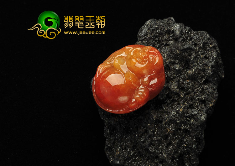 糯冰种红黄翡缅甸翡翠A货玉佛挂件