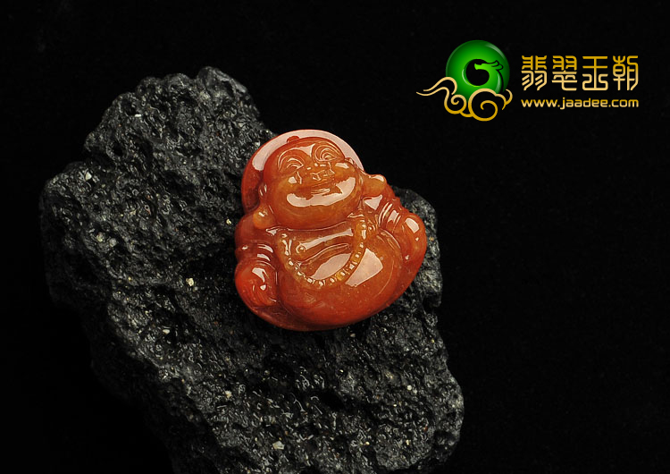 糯冰种红黄翡缅甸翡翠A货玉佛挂件