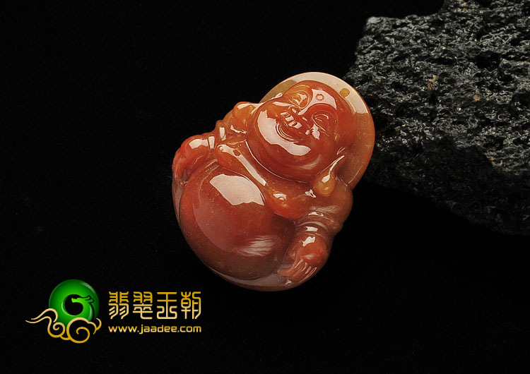 糯冰种红黄翡缅甸翡翠A货玉佛挂件