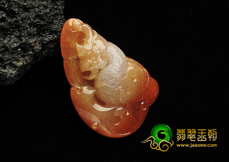 糯冰种红黄翡缅甸翡翠A货龙如意挂件